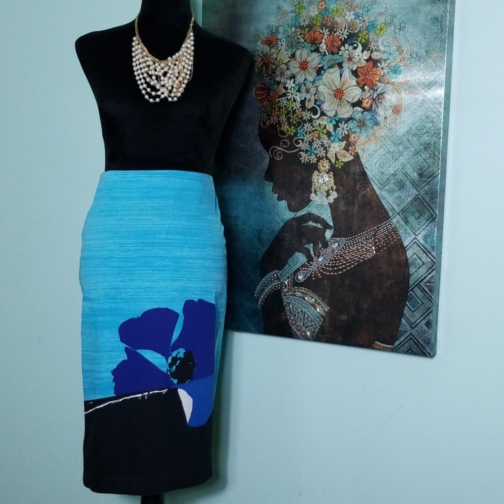 New York & Company Midi Straight Line Skirt